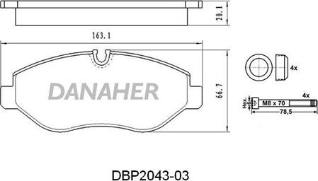 Danaher DBP2043-03 - Kit de plaquettes de frein, frein à disque cwaw.fr