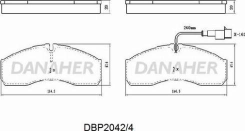 Danaher DBP2042/4 - Kit de plaquettes de frein, frein à disque cwaw.fr