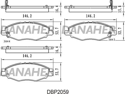 Danaher DBP2059 - Kit de plaquettes de frein, frein à disque cwaw.fr