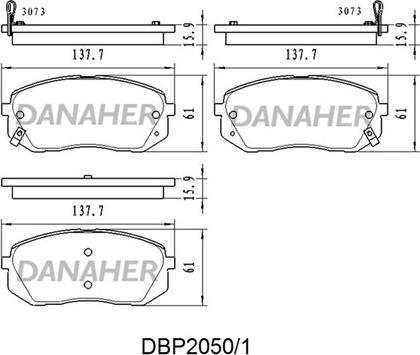 Danaher DBP2050/1 - Kit de plaquettes de frein, frein à disque cwaw.fr