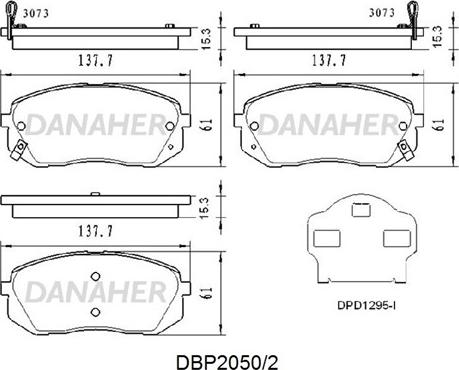 Danaher DBP2050/2 - Kit de plaquettes de frein, frein à disque cwaw.fr