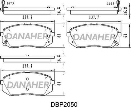 Danaher DBP2050 - Kit de plaquettes de frein, frein à disque cwaw.fr