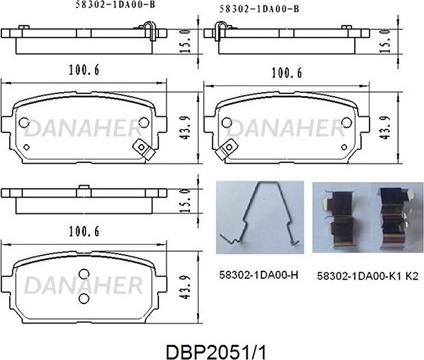 Danaher DBP2051/1 - Kit de plaquettes de frein, frein à disque cwaw.fr