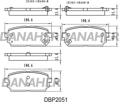 Danaher DBP2051 - Kit de plaquettes de frein, frein à disque cwaw.fr