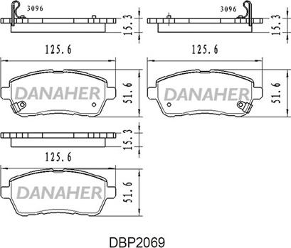 Danaher DBP2069 - Kit de plaquettes de frein, frein à disque cwaw.fr