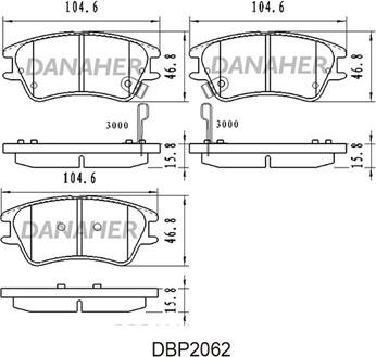 Danaher DBP2062 - Kit de plaquettes de frein, frein à disque cwaw.fr