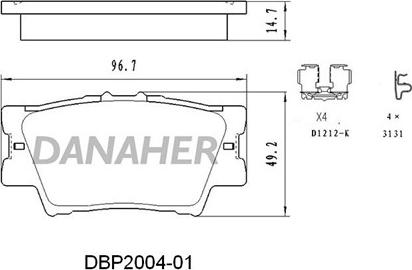 Danaher DBP2004-01 - Kit de plaquettes de frein, frein à disque cwaw.fr