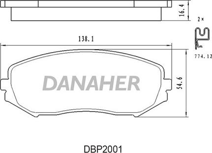 Danaher DBP2001 - Kit de plaquettes de frein, frein à disque cwaw.fr