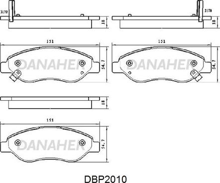 Danaher DBP2010 - Kit de plaquettes de frein, frein à disque cwaw.fr