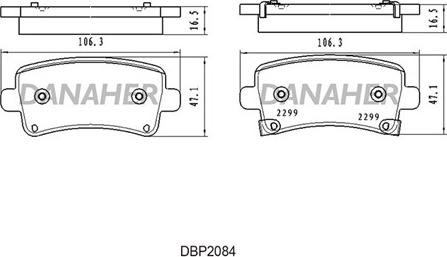 Danaher DBP2084 - Kit de plaquettes de frein, frein à disque cwaw.fr