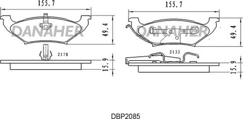 Danaher DBP2085 - Kit de plaquettes de frein, frein à disque cwaw.fr