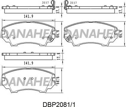 Danaher DBP2081/1 - Kit de plaquettes de frein, frein à disque cwaw.fr