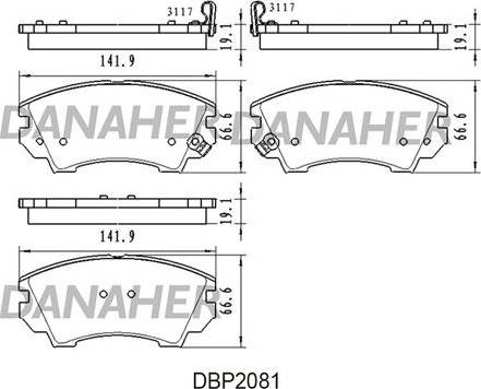 Danaher DBP2081 - Kit de plaquettes de frein, frein à disque cwaw.fr