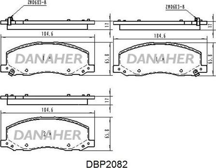 Danaher DBP2082 - Kit de plaquettes de frein, frein à disque cwaw.fr