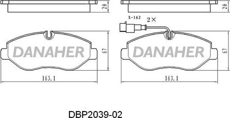 Danaher DBP2039-02 - Kit de plaquettes de frein, frein à disque cwaw.fr