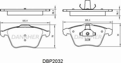 Danaher DBP2032 - Kit de plaquettes de frein, frein à disque cwaw.fr