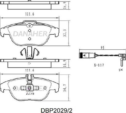 Danaher DBP2029/2 - Kit de plaquettes de frein, frein à disque cwaw.fr