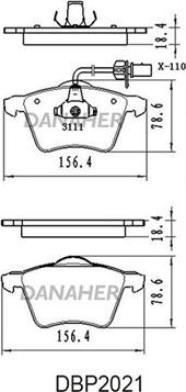 Danaher DBP2021 - Kit de plaquettes de frein, frein à disque cwaw.fr