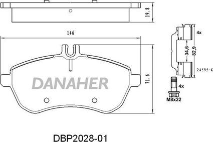 Danaher DBP2028-01 - Kit de plaquettes de frein, frein à disque cwaw.fr