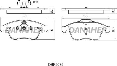 Danaher DBP2079 - Kit de plaquettes de frein, frein à disque cwaw.fr