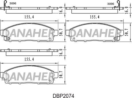 Danaher DBP2074 - Kit de plaquettes de frein, frein à disque cwaw.fr