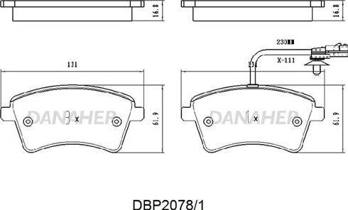 Danaher DBP2078/1 - Kit de plaquettes de frein, frein à disque cwaw.fr