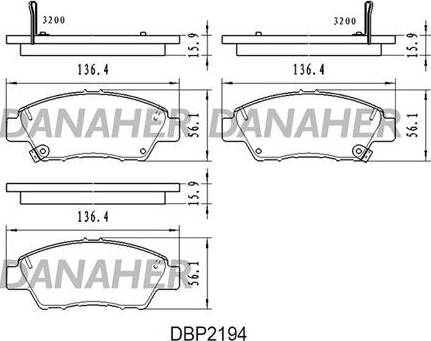 Danaher DBP2194 - Kit de plaquettes de frein, frein à disque cwaw.fr