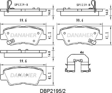 Danaher DBP2195/2 - Kit de plaquettes de frein, frein à disque cwaw.fr