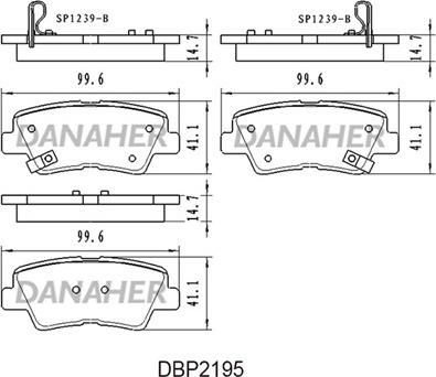 Danaher DBP2195 - Kit de plaquettes de frein, frein à disque cwaw.fr