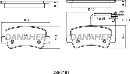 Danaher DBP2191 - Kit de plaquettes de frein, frein à disque cwaw.fr