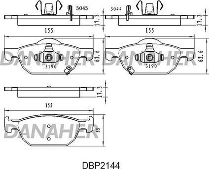 Danaher DBP2144 - Kit de plaquettes de frein, frein à disque cwaw.fr