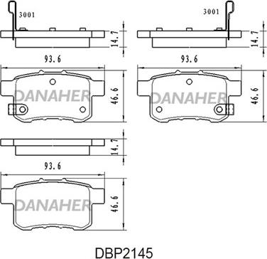 Danaher DBP2145 - Kit de plaquettes de frein, frein à disque cwaw.fr