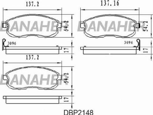 Danaher DBP2148 - Kit de plaquettes de frein, frein à disque cwaw.fr