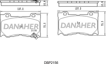 Danaher DBP2156 - Kit de plaquettes de frein, frein à disque cwaw.fr