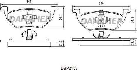 Danaher DBP2158 - Kit de plaquettes de frein, frein à disque cwaw.fr