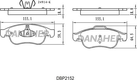 Danaher DBP2152 - Kit de plaquettes de frein, frein à disque cwaw.fr