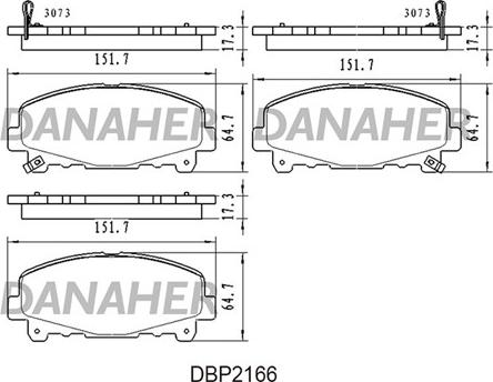 Danaher DBP2166 - Kit de plaquettes de frein, frein à disque cwaw.fr