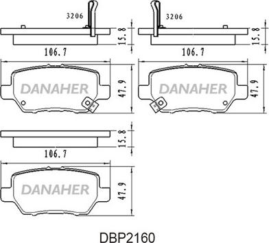 Danaher DBP2160 - Kit de plaquettes de frein, frein à disque cwaw.fr