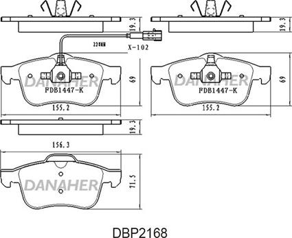 Danaher DBP2168 - Kit de plaquettes de frein, frein à disque cwaw.fr