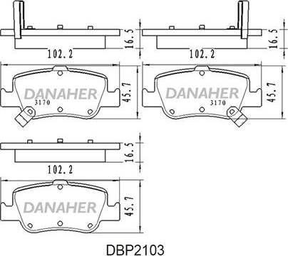 Danaher DBP2103 - Kit de plaquettes de frein, frein à disque cwaw.fr