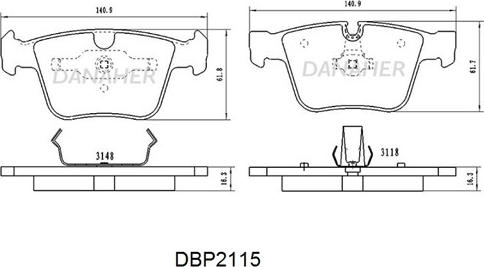 Danaher DBP2115 - Kit de plaquettes de frein, frein à disque cwaw.fr