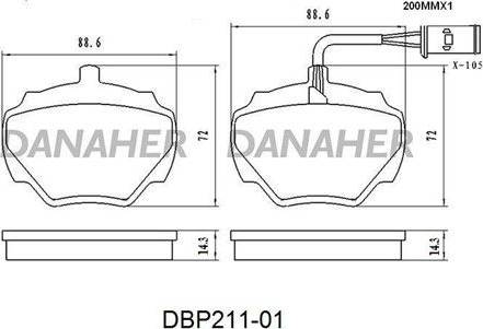 Danaher DBP211-01 - Kit de plaquettes de frein, frein à disque cwaw.fr