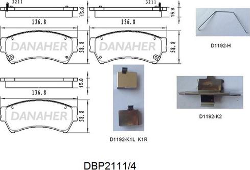 Danaher DBP2111/4 - Kit de plaquettes de frein, frein à disque cwaw.fr