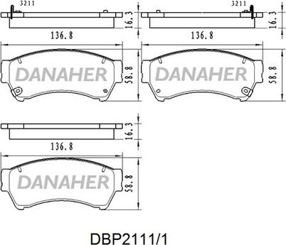 Danaher DBP2111/1 - Kit de plaquettes de frein, frein à disque cwaw.fr