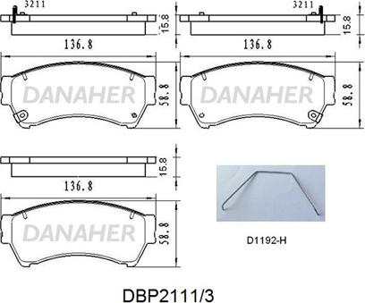 Danaher DBP2111/3 - Kit de plaquettes de frein, frein à disque cwaw.fr