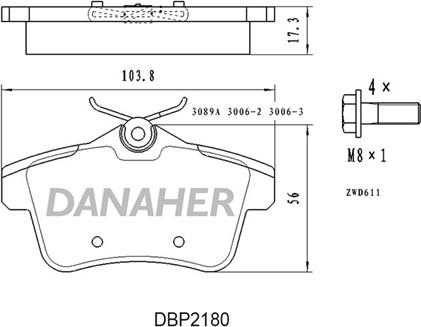 Danaher DBP2180 - Kit de plaquettes de frein, frein à disque cwaw.fr