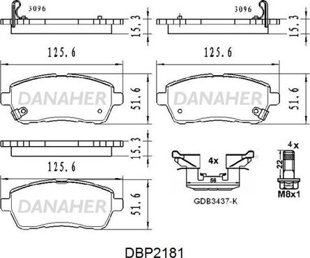 Danaher DBP2181 - Kit de plaquettes de frein, frein à disque cwaw.fr