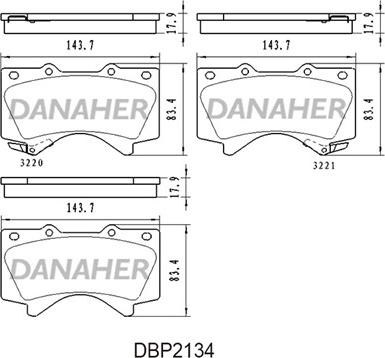 Danaher DBP2134 - Kit de plaquettes de frein, frein à disque cwaw.fr