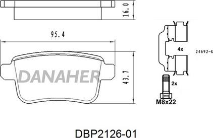 Danaher DBP2126-01 - Kit de plaquettes de frein, frein à disque cwaw.fr