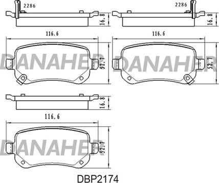 Danaher DBP2174 - Kit de plaquettes de frein, frein à disque cwaw.fr